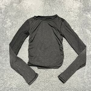 Lululemon Shirt Womens XS ? Gray Side Chinch Cropped Longs Sleeve